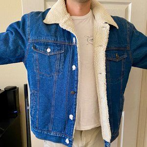 Lined Jean Jacket, Domini Jeans, Medium Blue Size Large